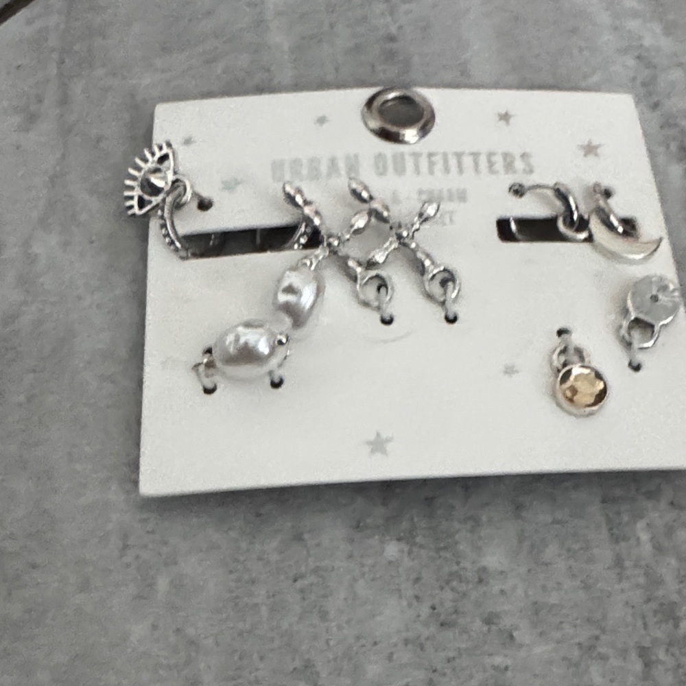 Urban Outfitters Silver add a charm Earring Set